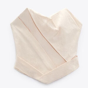 ZARA STRAPLESS RUCHED TOP ECRU SIZE L | 3225/371